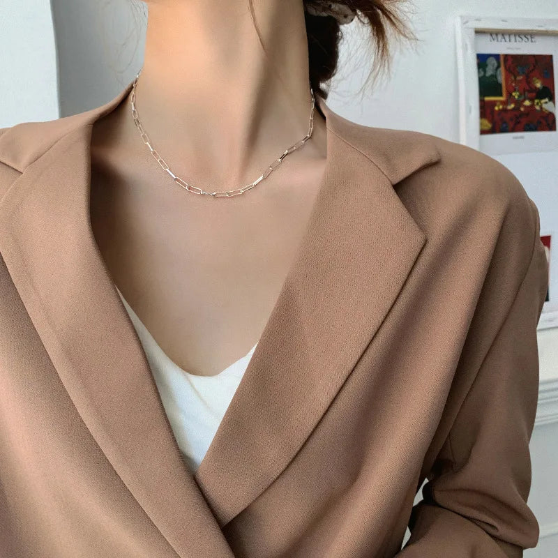 925 Sterling Silver Gold Necklace For Women High Quality Sterling-silver-jewelry Chain Necklace