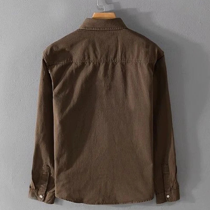 Spring Autumn New Turn-down Collar Fashion Long Sleeve Shirt Man Vintage Printing Button Cardigan High Street Comfortable Tops