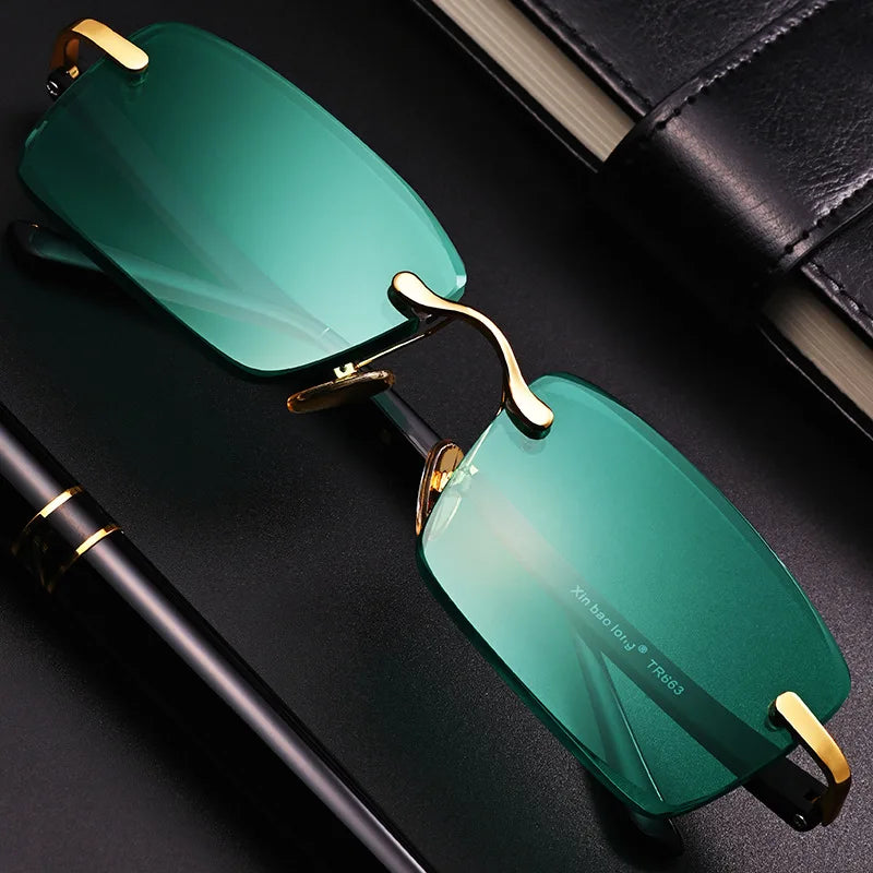 Natural crystal stone glasses, green personalized men's and women's frameless high-end protective sunglasses, sunglasses