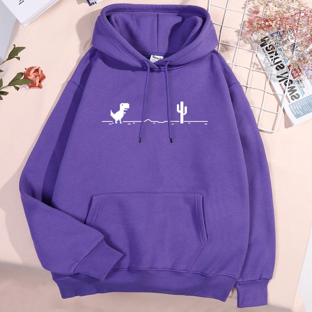 Network Malfunction Little Dinosaur Hoody Men Women New Thicken Pullover Hoodie Cute Pocket Sweatshirt Autumn Warm O-Nec Hoody