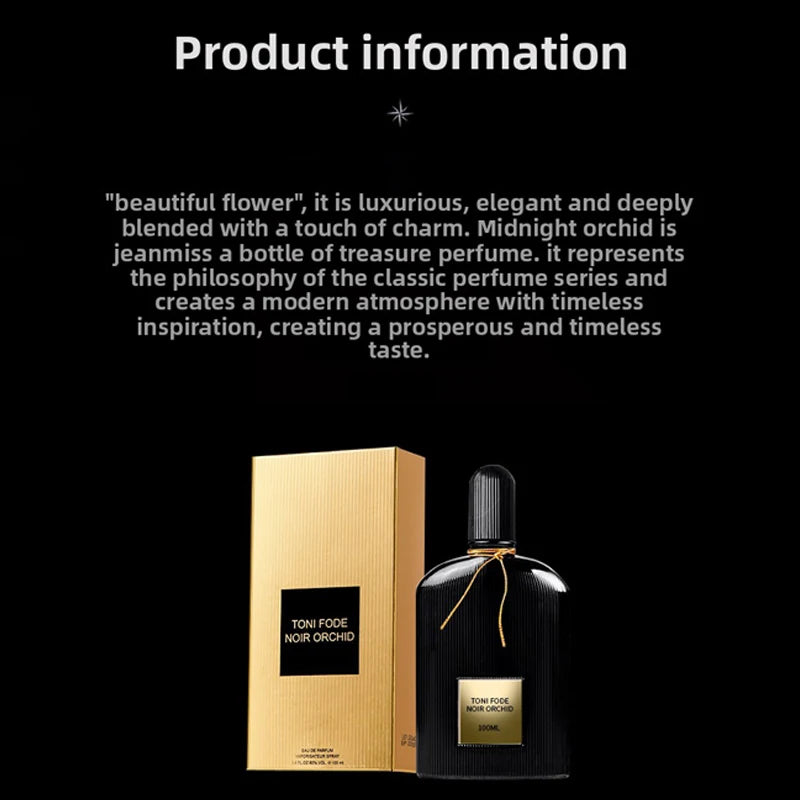 Enchanting Midnight Men Women's Perfume 100ml Orchid Eau de Parfume Long-Lasting Delightfully Fresh Natural Scent Spray Unisex