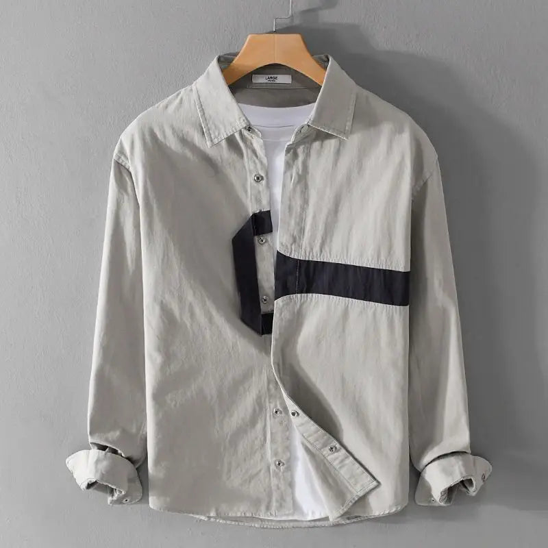 Spring Autumn New Turn-down Collar Fashion Long Sleeve Shirt Man Vintage Printing Button Cardigan High Street Comfortable Tops