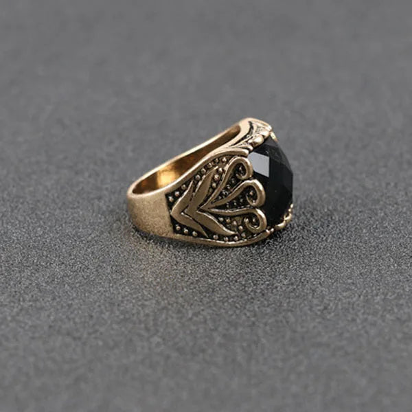 Men Rings - Hot sale Europe and the United States retro men electroplating Silevr color fashion tidal jewelry black Ring 31029