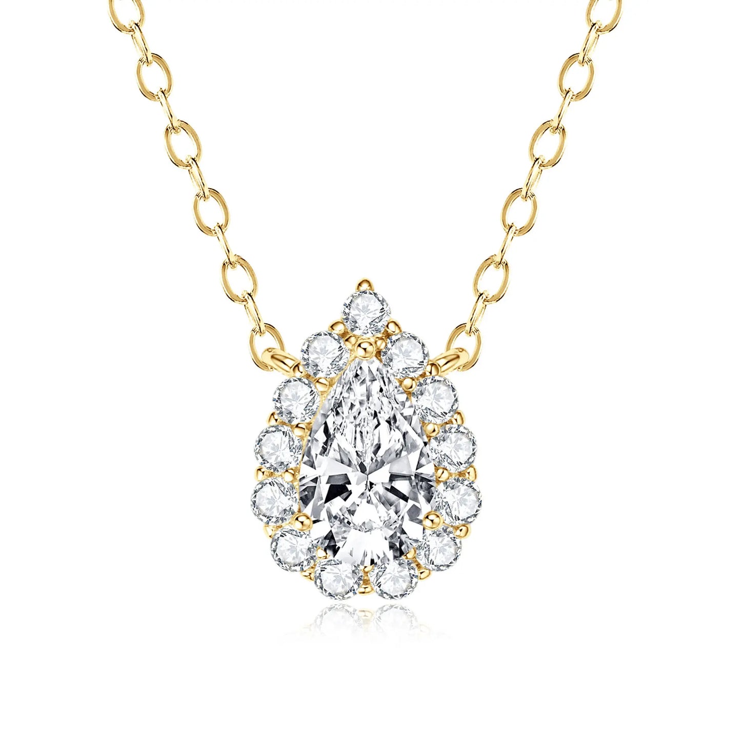Women's Necklace 1.0 Carat Pear Cut Moissanite D VVS 925 Sterling Silver Collarbone Chain for Anniversary Wedding Classic Jewelr