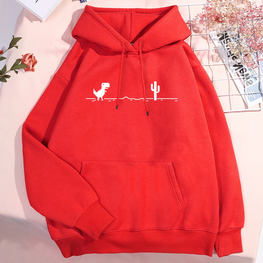 Network Malfunction Little Dinosaur Hoody Men Women New Thicken Pullover Hoodie Cute Pocket Sweatshirt Autumn Warm O-Nec Hoody