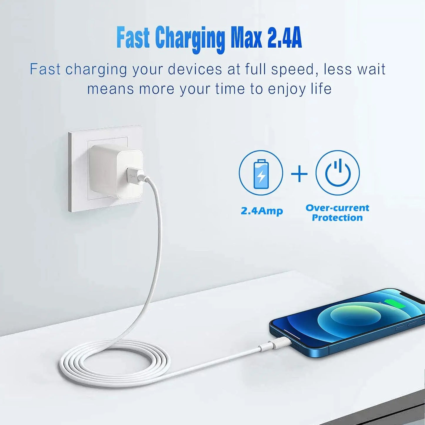 3A USB Cable For iPhone 14 13 12 11 Pro Max X XR 6s 7 8 Plus 3ft 6ft Lead Mobile Phone Fast Charging Cord Data Charger Wire