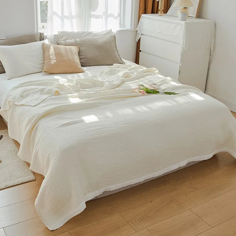 Summer Blankets 4 Layers Muslin Cotton Bedspread Blanket 150x200cm 200x230cm Soft Office Home Bedding Sleeping Quilt Blanket