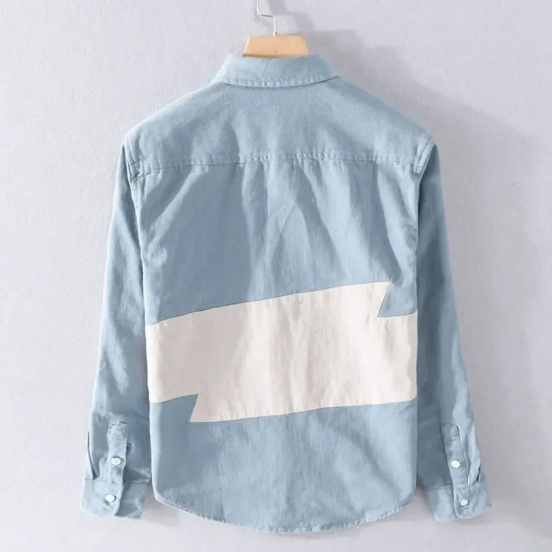 Male Shirts Spliced Graphic Long Sleeve Men's Shirt Elegant Cheap Brand Original Hipster Things Comfortable Tops Casual Cotton