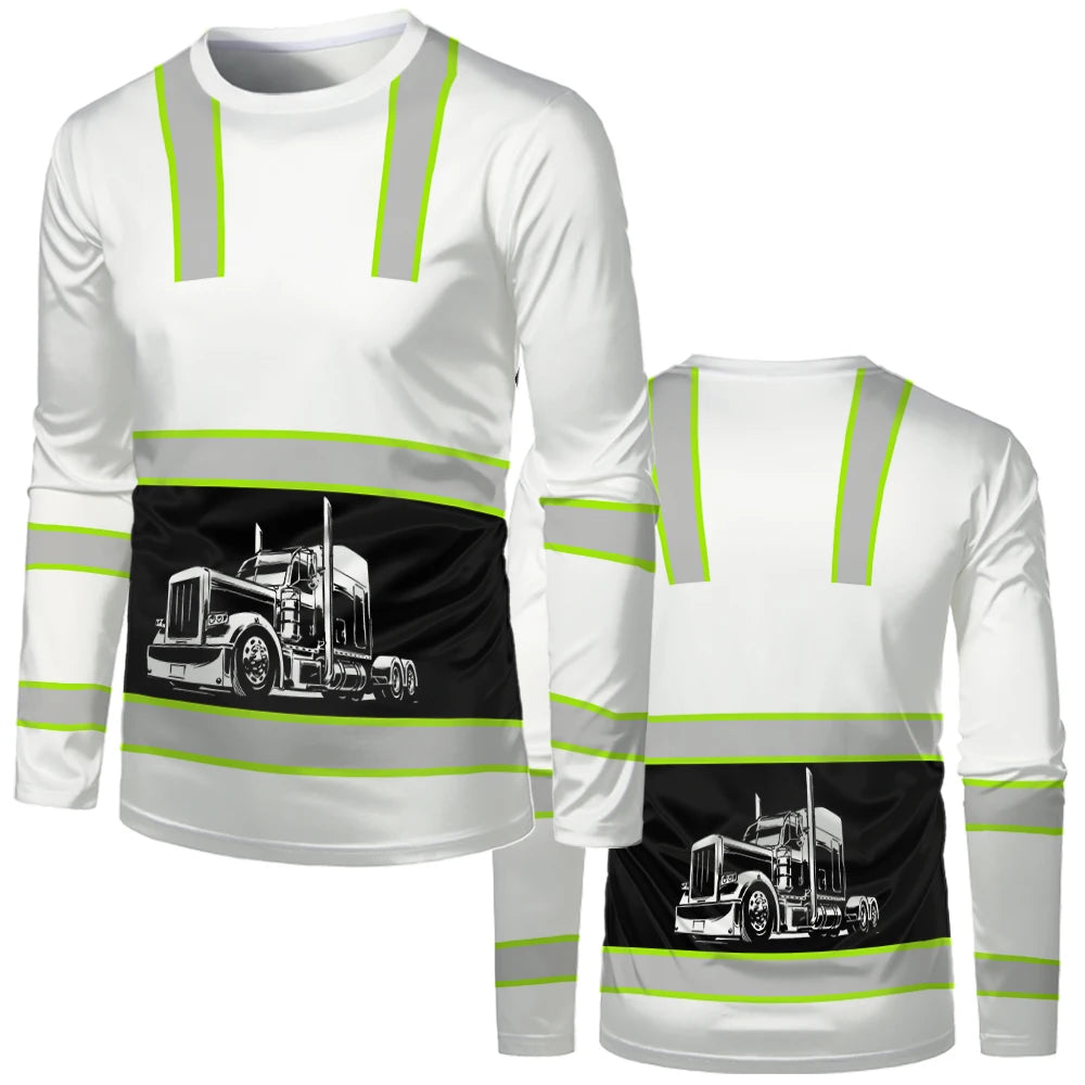 Construction Workers Uniforms Men's T-shirt Loose Casual Classic O Neck Long-sleeve Tops Comfortable And Breathable Work Clothes