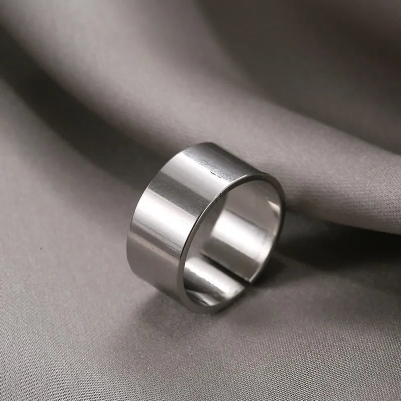 Hip Hop Rings For Women Man Punk Stainless Steel Adjustable Opening Personality Minimalist Finger Ring Party Fashion Jewelry