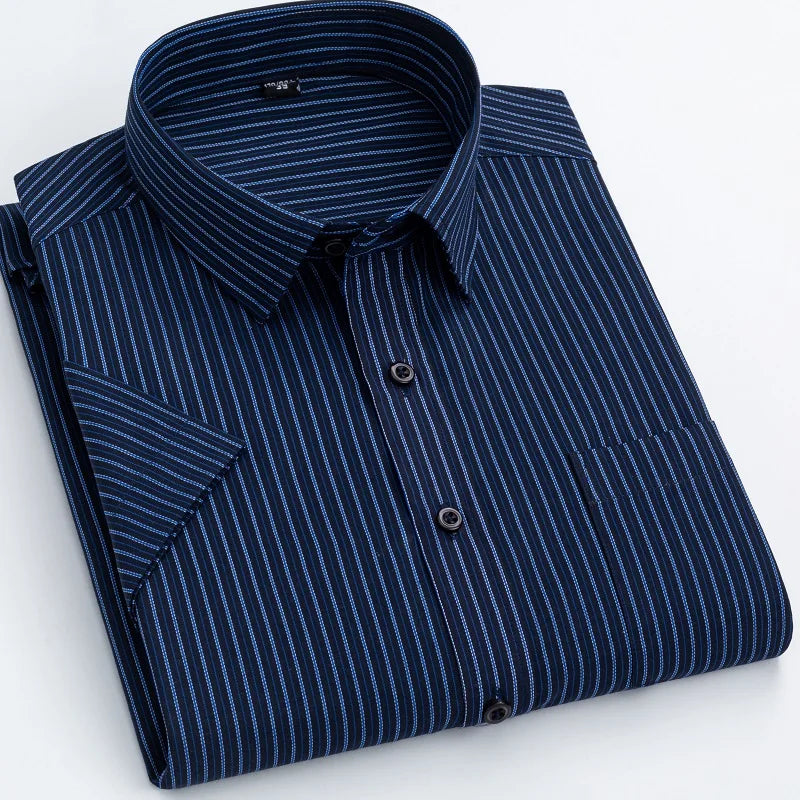 Men's short-sleeved shirt casual non-ironing anti-wrinkle spring summer shirt top high-quality slim-fit formal wear to work