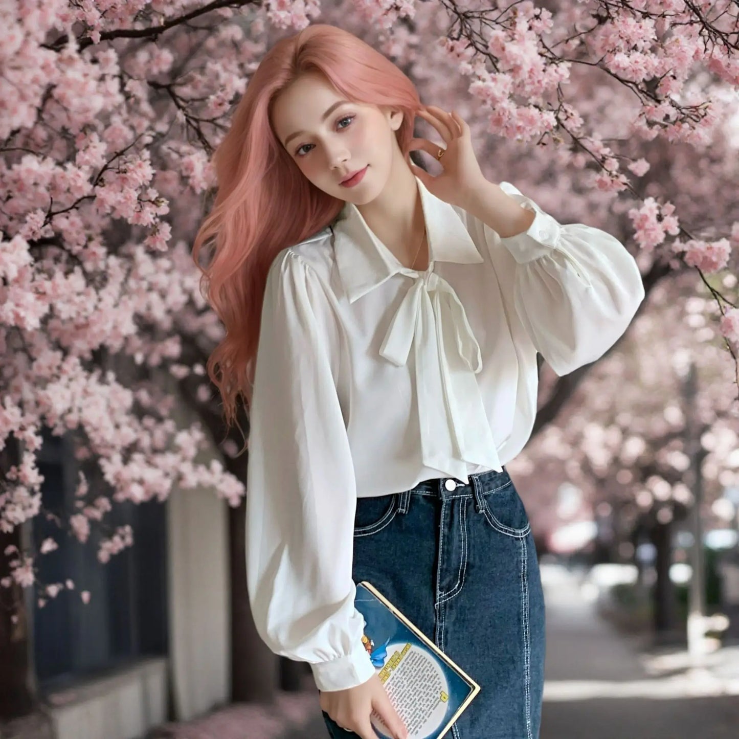 New Women's Shirts for Spring Autumn and Winter - Elegant High-End Suits with Bow-Tie Tops