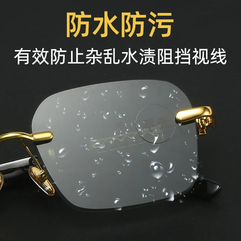 Natural crystal stone glasses, green personalized men's and women's frameless high-end protective sunglasses, sunglasses
