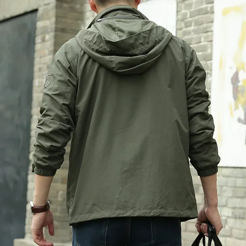 Men's Outdoor Hiking Camping Jackets Waterproof Hooded Windbreaker Coat Autumn New Casual Jacket Tactics Military Jacket Men 6XL