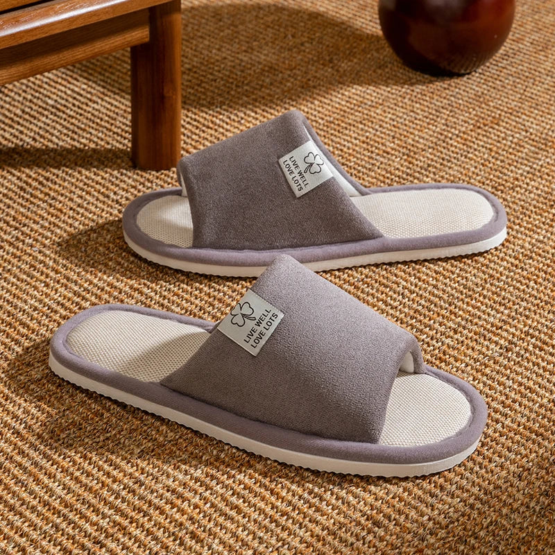 Slippers for Men,Non-Slip Soft-Soled Indoor House Slippers for Spring&Summer, All-Season Linen Home Comfortable Slippers