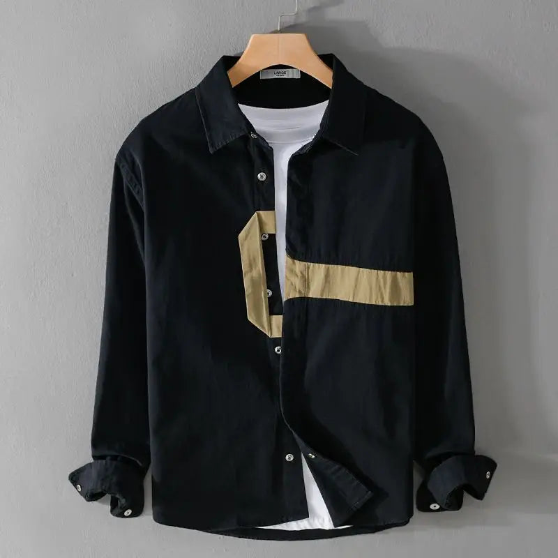 Spring Autumn New Turn-down Collar Fashion Long Sleeve Shirt Man Vintage Printing Button Cardigan High Street Comfortable Tops