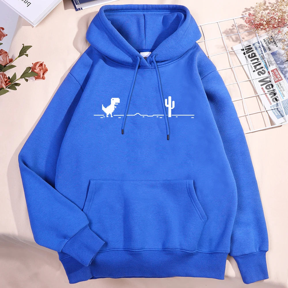 Network Malfunction Little Dinosaur Hoody Men Women New Thicken Pullover Hoodie Cute Pocket Sweatshirt Autumn Warm O-Nec Hoody