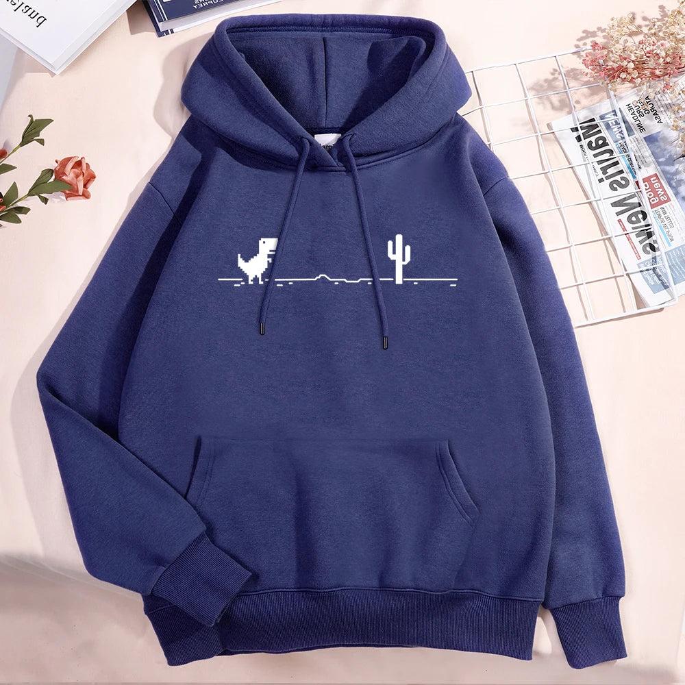 Network Malfunction Little Dinosaur Hoody Men Women New Thicken Pullover Hoodie Cute Pocket Sweatshirt Autumn Warm O-Nec Hoody