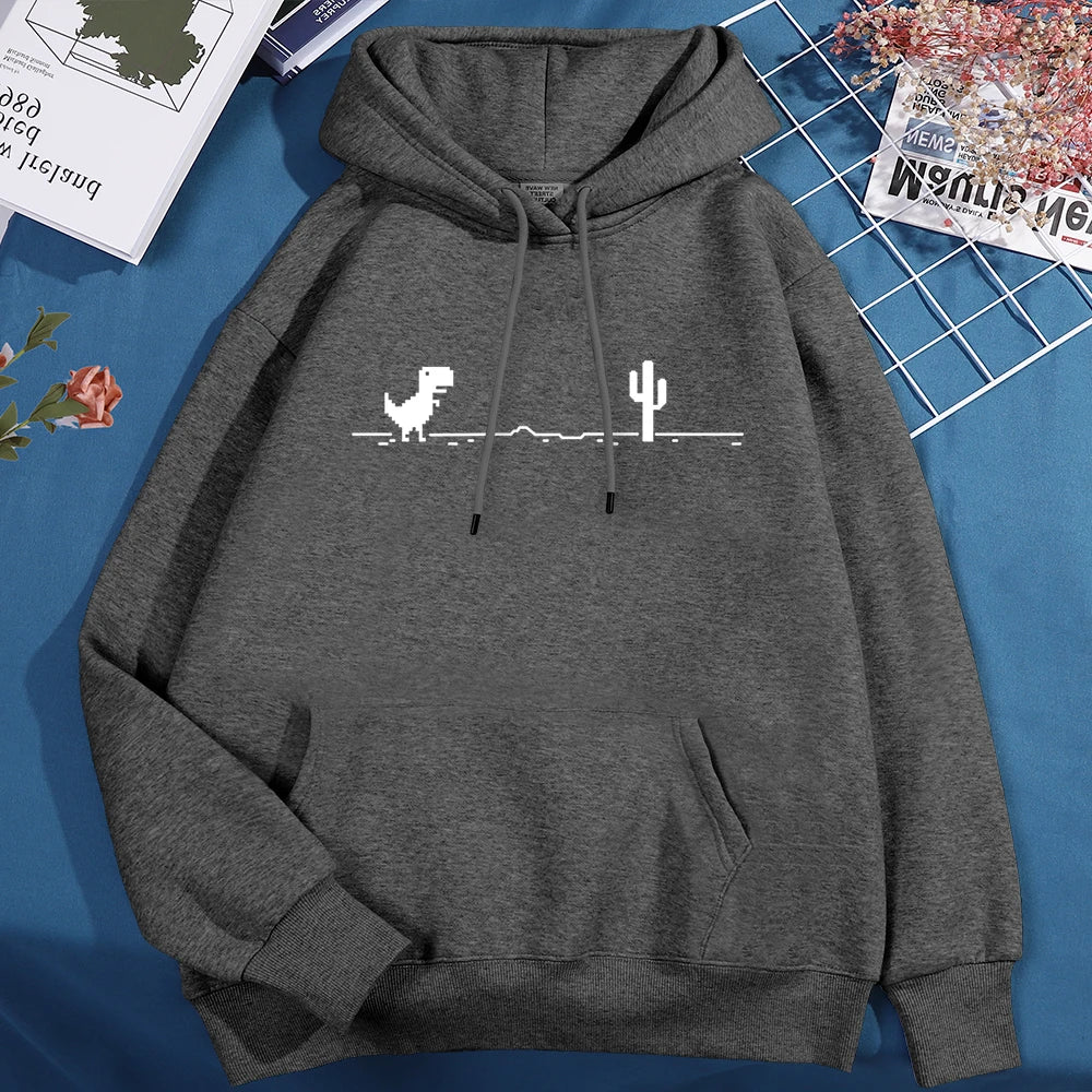 Network Malfunction Little Dinosaur Hoody Men Women New Thicken Pullover Hoodie Cute Pocket Sweatshirt Autumn Warm O-Nec Hoody