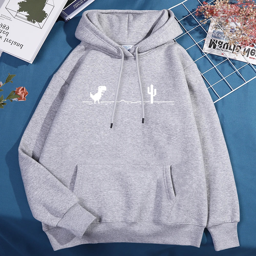 Network Malfunction Little Dinosaur Hoody Men Women New Thicken Pullover Hoodie Cute Pocket Sweatshirt Autumn Warm O-Nec Hoody