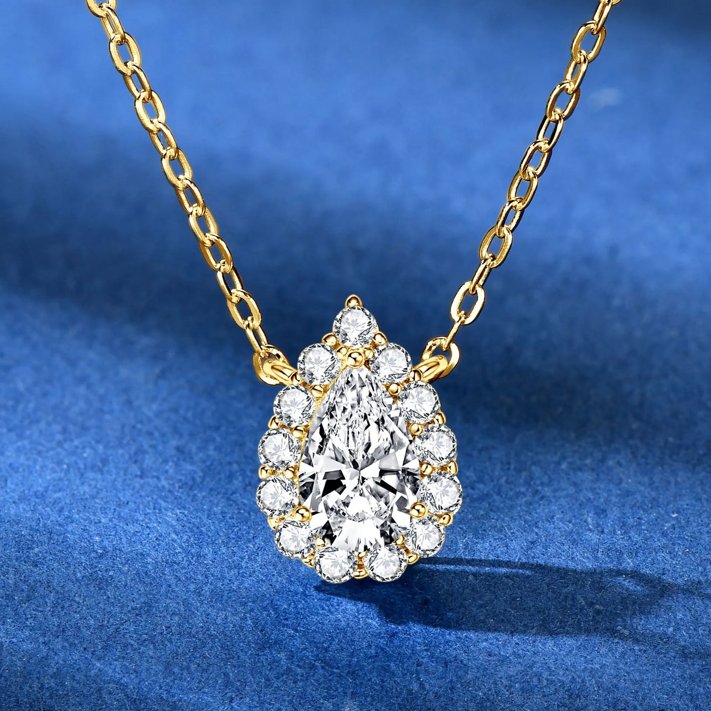 Women's Necklace 1.0 Carat Pear Cut Moissanite D VVS 925 Sterling Silver Collarbone Chain for Anniversary Wedding Classic Jewelr