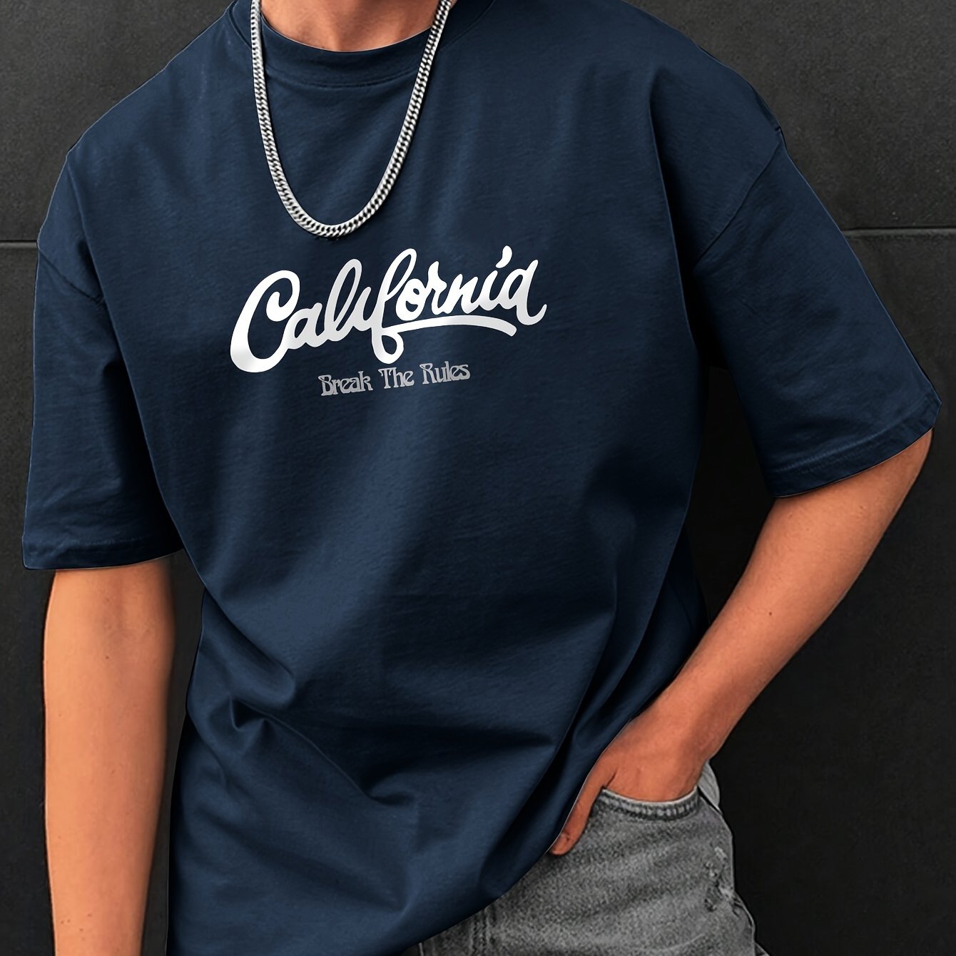Letter Print, Men's Graphic Design Crew Neck T-shirt, Casual Comfy Tees Tshirts For Summer, Men's Clothing Tops For Daily Vacation Resorts