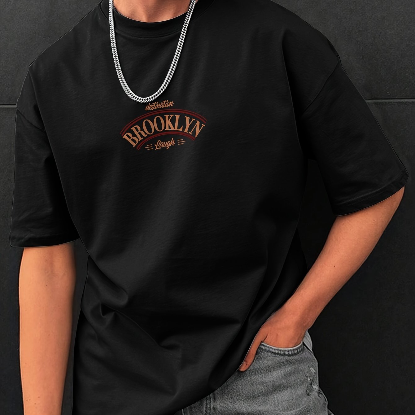 Letter Print, Men's Graphic Design Crew Neck T-shirt, Casual Comfy Tees Tshirts For Summer, Men's Clothing Tops For Daily Vacation Resorts