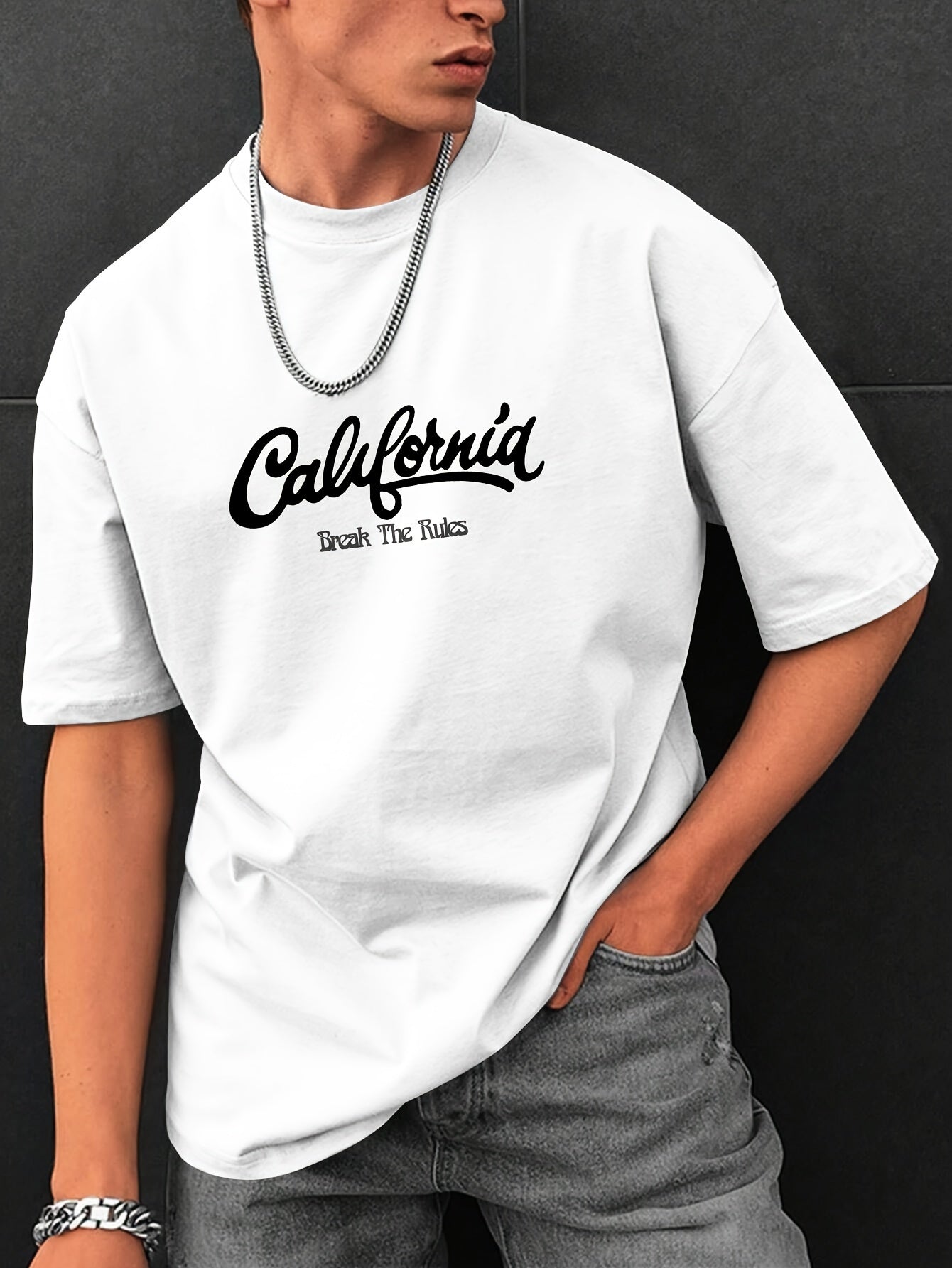 Letter Print, Men's Graphic Design Crew Neck T-shirt, Casual Comfy Tees Tshirts For Summer, Men's Clothing Tops For Daily Vacation Resorts