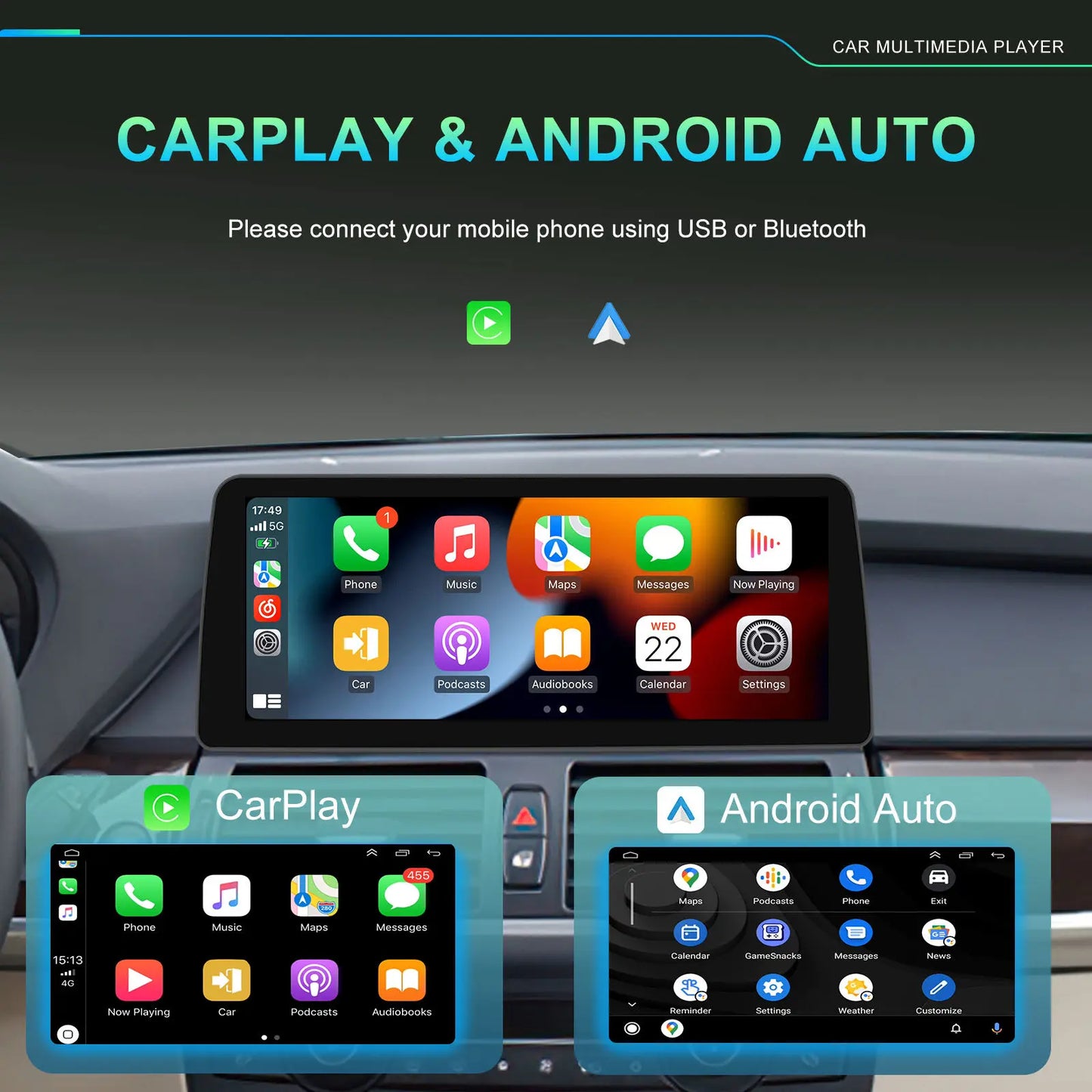 Auto Electronics Top Quality 12.3Inch Car Android Touch Screen GPS Dvd Player Car Audio Player