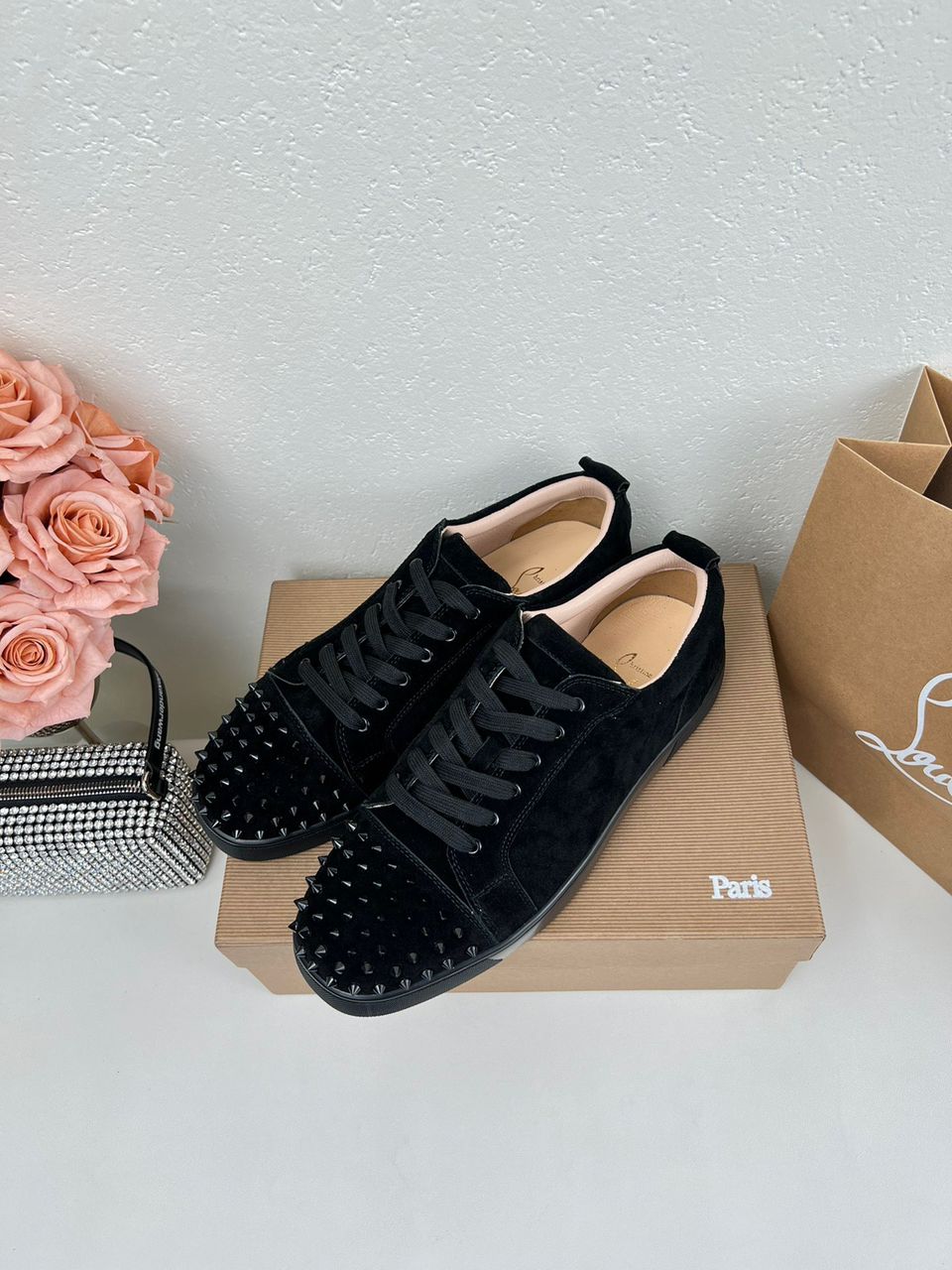 Louis Junior Spikes- Sneakers-Veau velours- Black- Men
