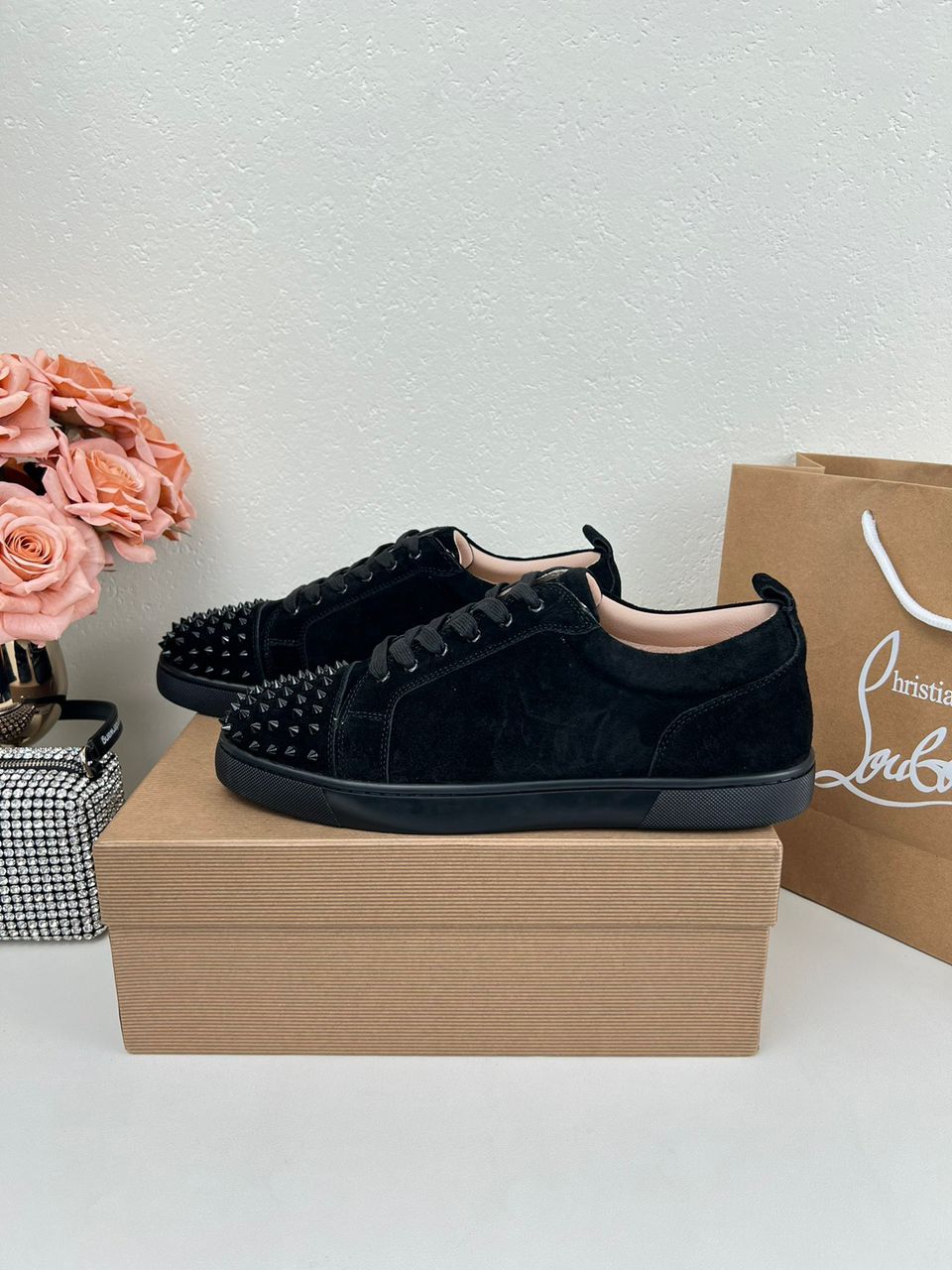 Louis Junior Spikes- Sneakers-Veau velours- Black- Men