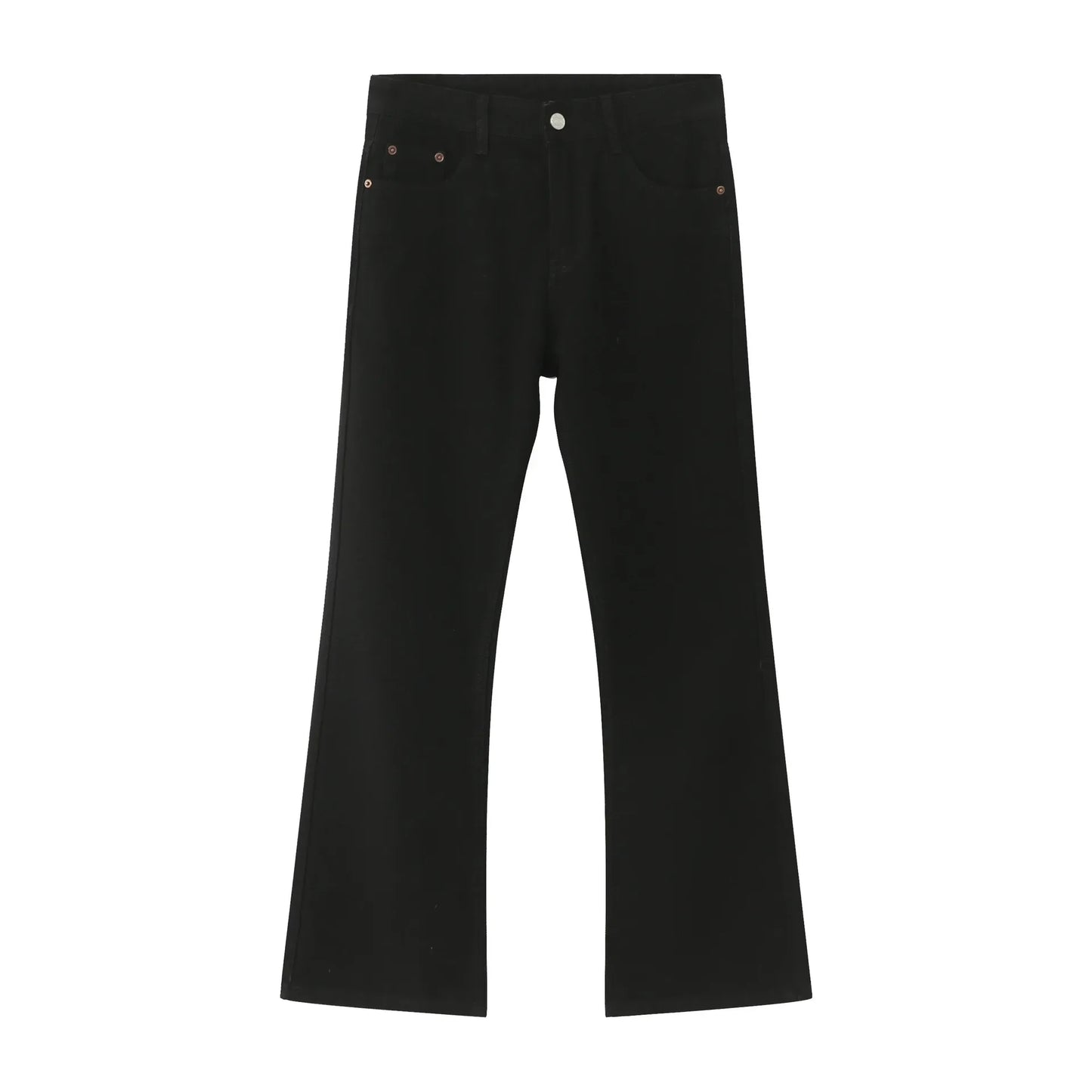 Jeans Denim Pants Men Long Flare Pant Straight Trousers High Waist Casual Regular Pockets Slim Fit Splice Simple Autumn 2024