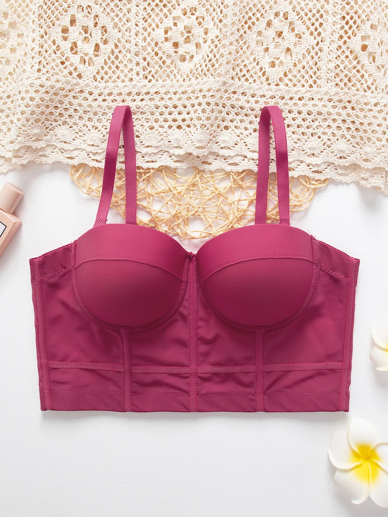 Breathable Bra Buckle Style Design Adjustable Size Solid Color Simplicity Elegant Comfortable New Shoulder Strap Gauze Bra