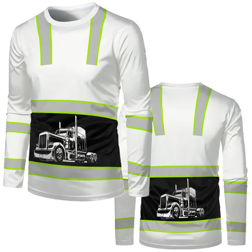 Construction workers uniforms men's casual casual loose shirt classic the neck long sleeve tops comfortable and breathable work