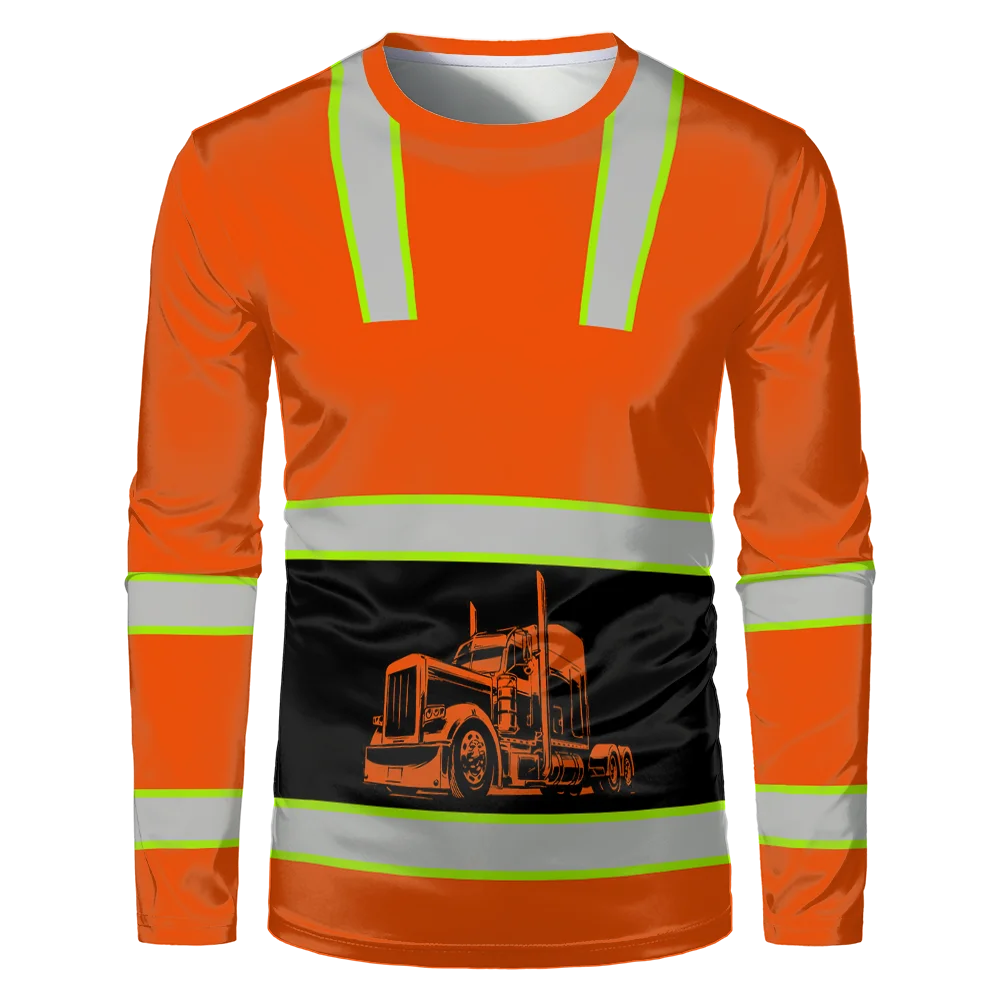 Construction Workers Uniforms Men's T-shirt Loose Casual Classic O Neck Long-sleeve Tops Comfortable And Breathable Work Clothes