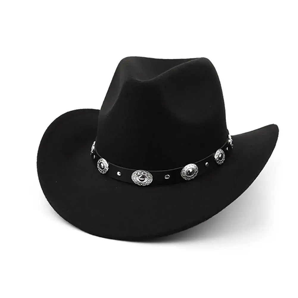 Black Vintage Cowboy Hat Cowgirl Accessories Jazz Cowgirl Wide Brim  Caps Sunshade Cap  Holidays Party Cosplay Hat
