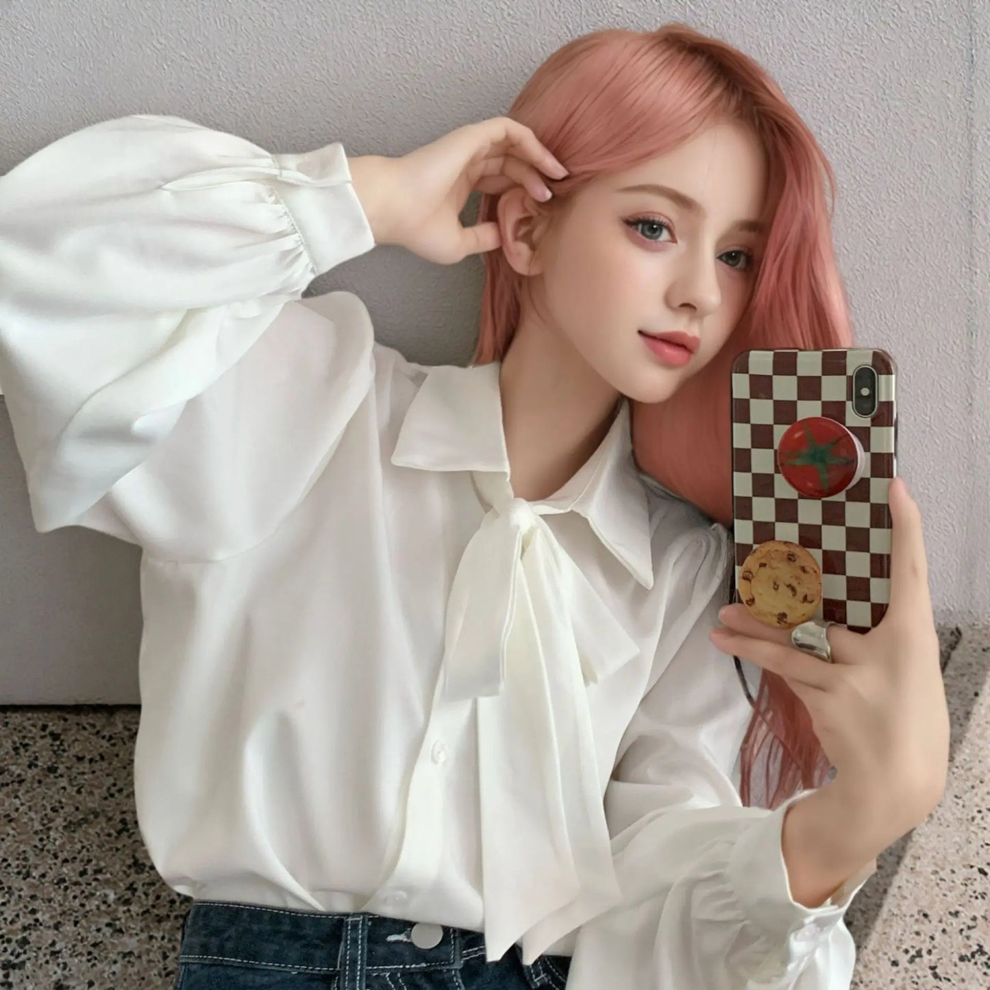 New Women's Shirts for Spring Autumn and Winter - Elegant High-End Suits with Bow-Tie Tops