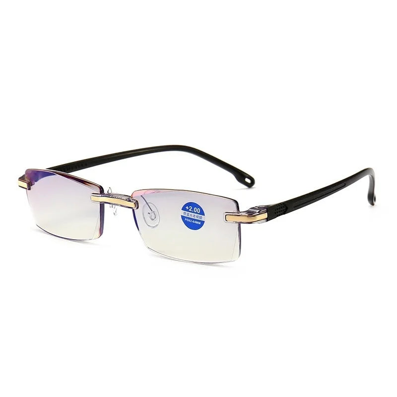 Frameless Square Reading Glasses for Men Women's Anti Blue Light Computer Eyeglasses Far Sight Presbyopia Reader Glasses Women