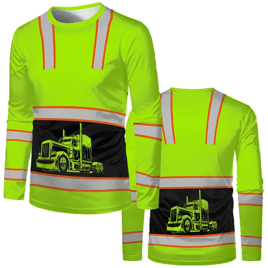 Construction workers uniforms men's casual casual loose shirt classic the neck long sleeve tops comfortable and breathable work