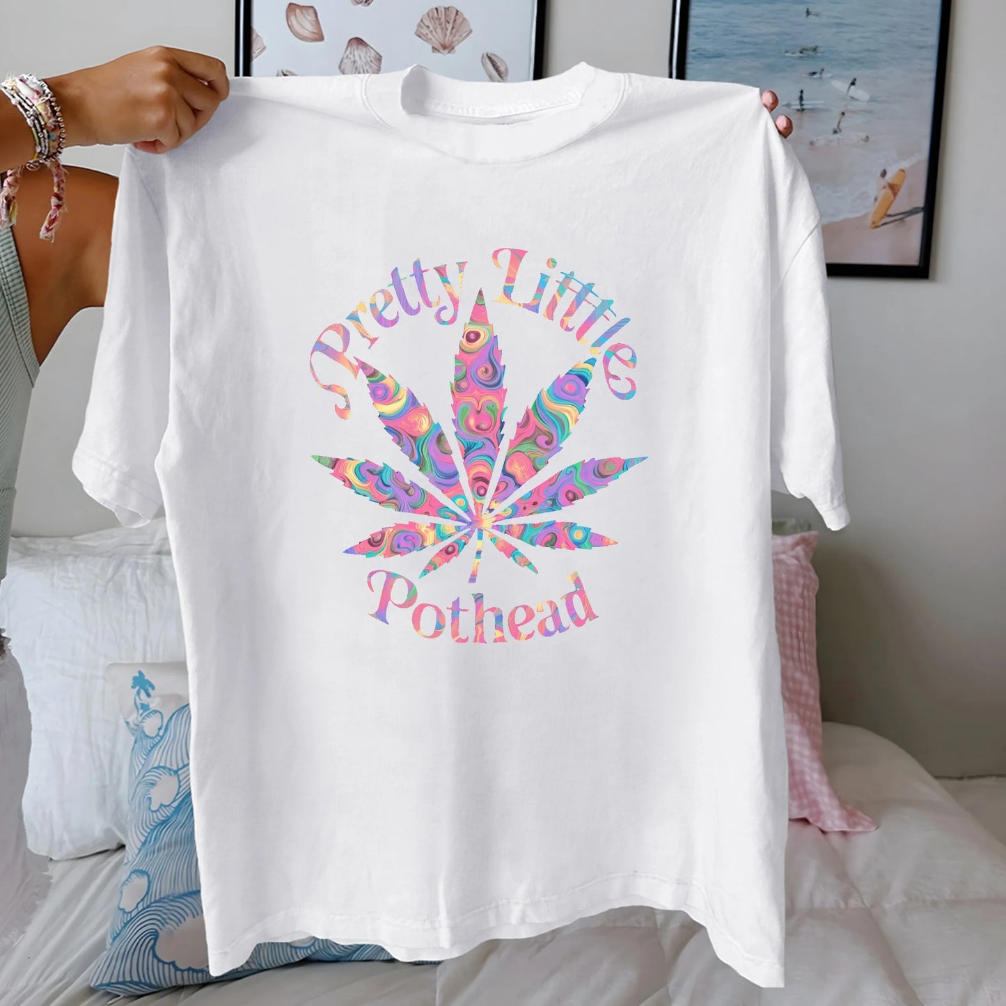 marijuana psychedelic Y2K style Women's pure cotton comfortable T-shirt