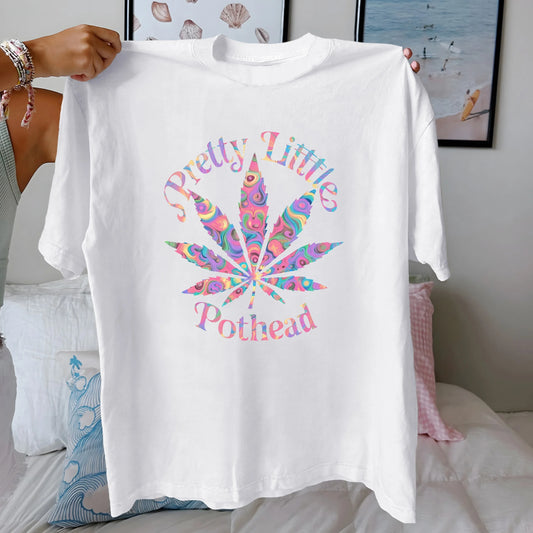 marijuana psychedelic Y2K style Women's pure cotton comfortable T-shirt