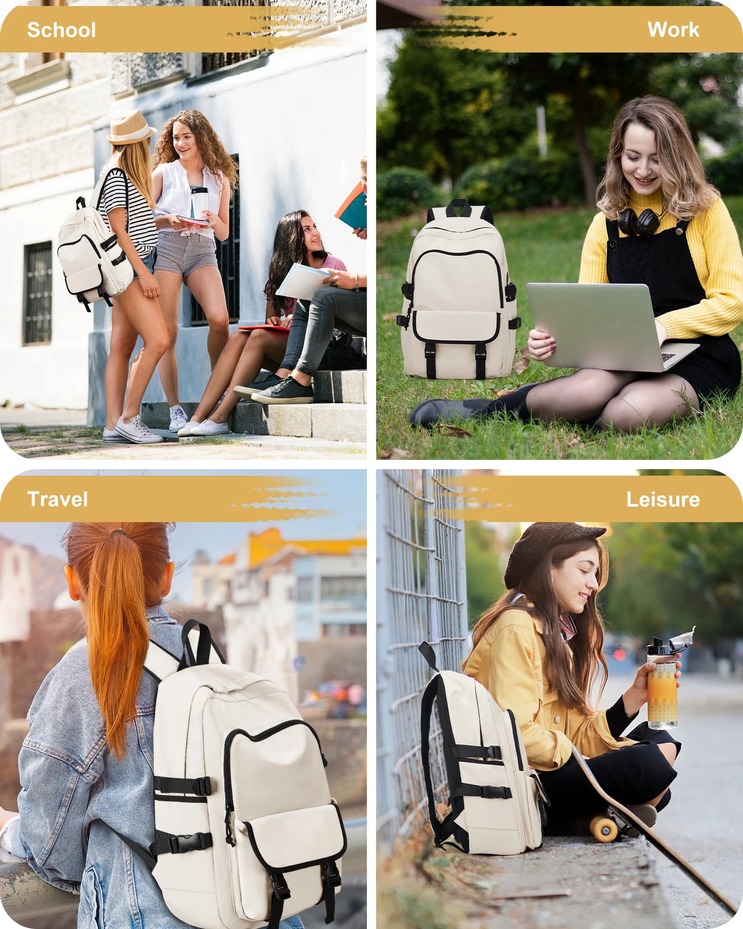 Backpacks for men are simple, large-capacity computer backpacks, female junior high school students, senior high school students