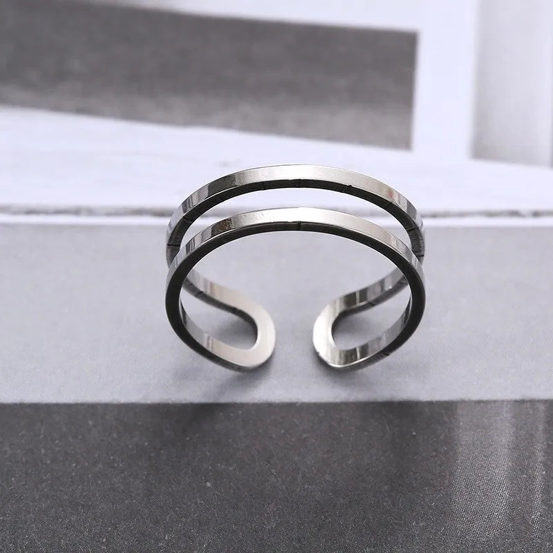 Hip Hop Rings For Women Man Punk Stainless Steel Adjustable Opening Personality Minimalist Finger Ring Party Fashion Jewelry