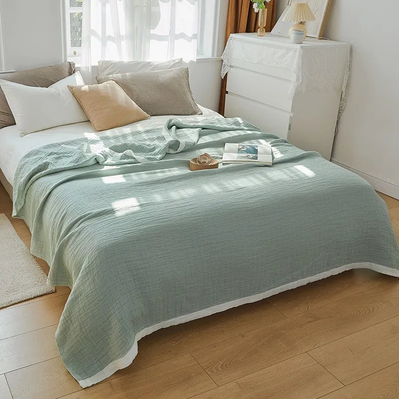 Summer Blankets 4 Layers Muslin Cotton Bedspread Blanket 150x200cm 200x230cm Soft Office Home Bedding Sleeping Quilt Blanket