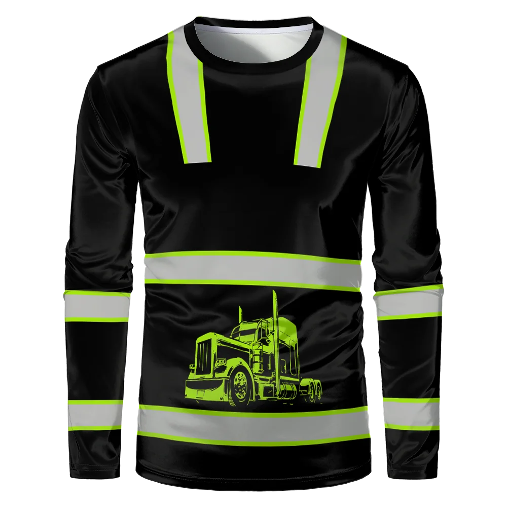 Construction Workers Uniforms Men's T-shirt Loose Casual Classic O Neck Long-sleeve Tops Comfortable And Breathable Work Clothes