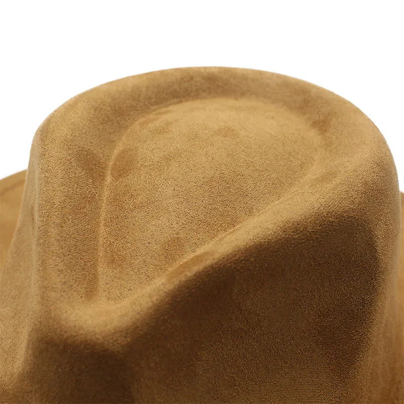 Women's Elegant Western Hat - Curved Brim Faux Suede Polyester Cowboy Hat (57-58cm) with White Heart Band