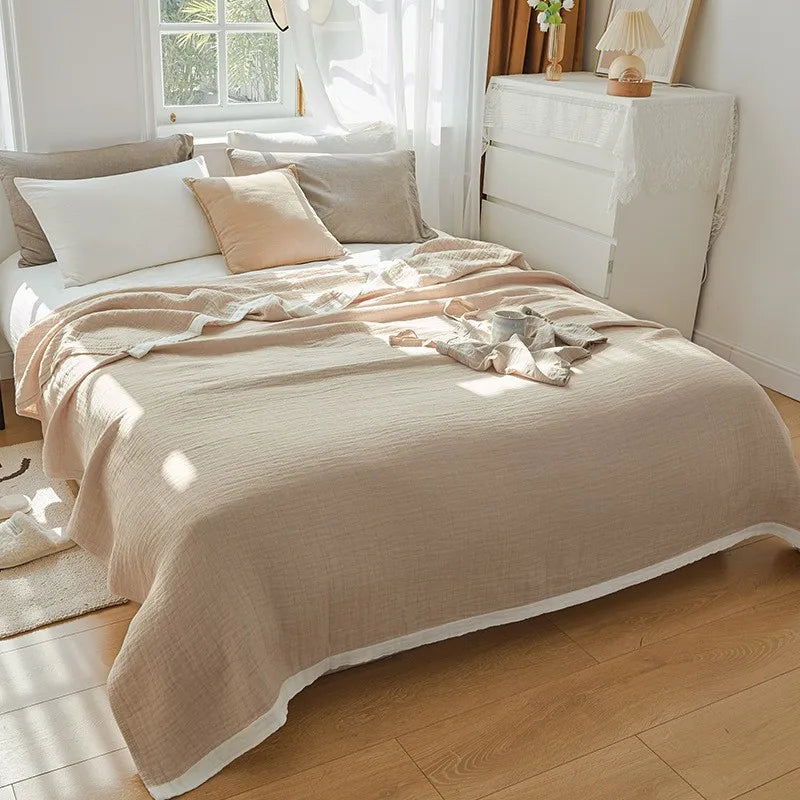 Summer Blankets 4 Layers Muslin Cotton Bedspread Blanket 150x200cm 200x230cm Soft Office Home Bedding Sleeping Quilt Blanket