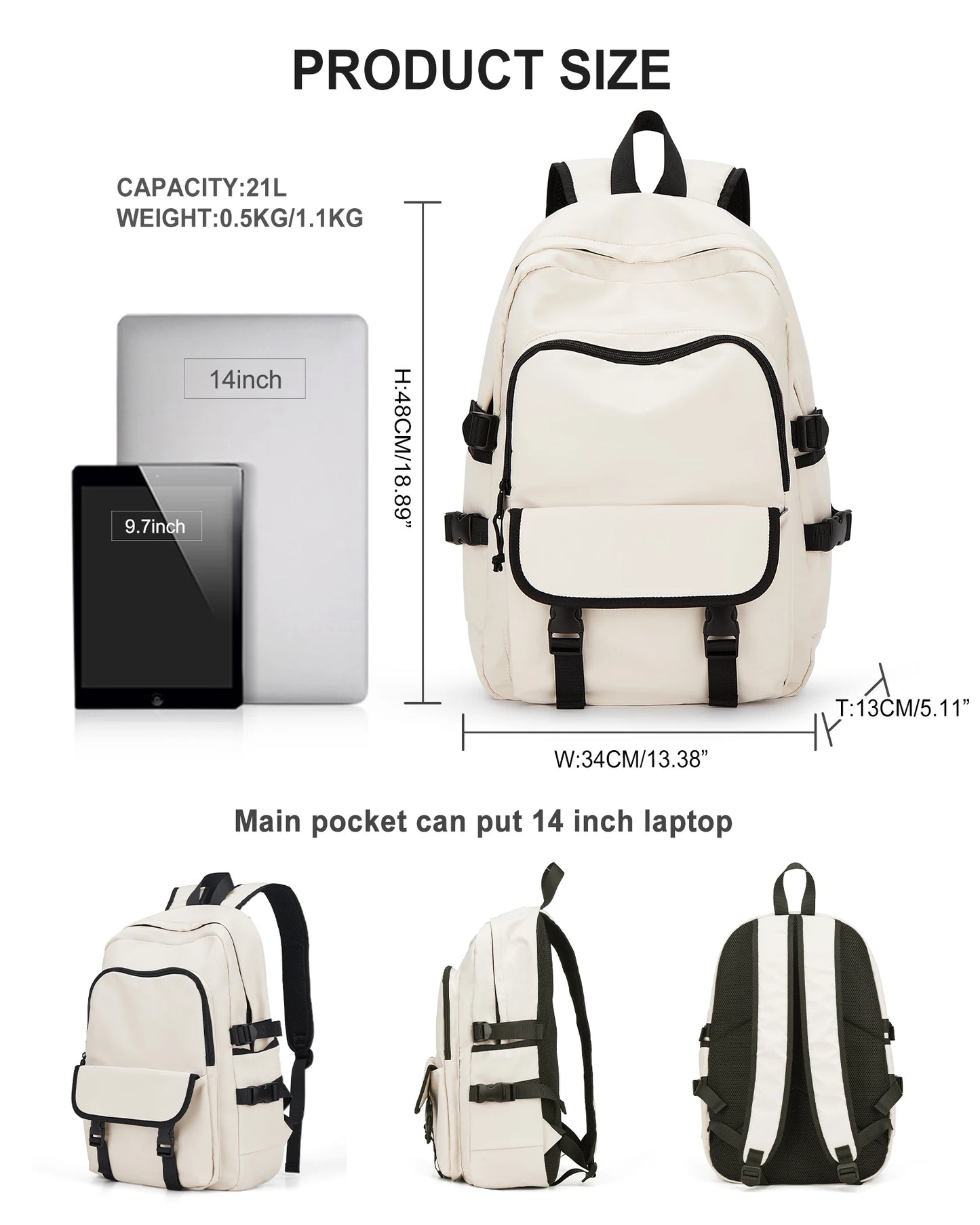 Backpacks for men are simple, large-capacity computer backpacks, female junior high school students, senior high school students