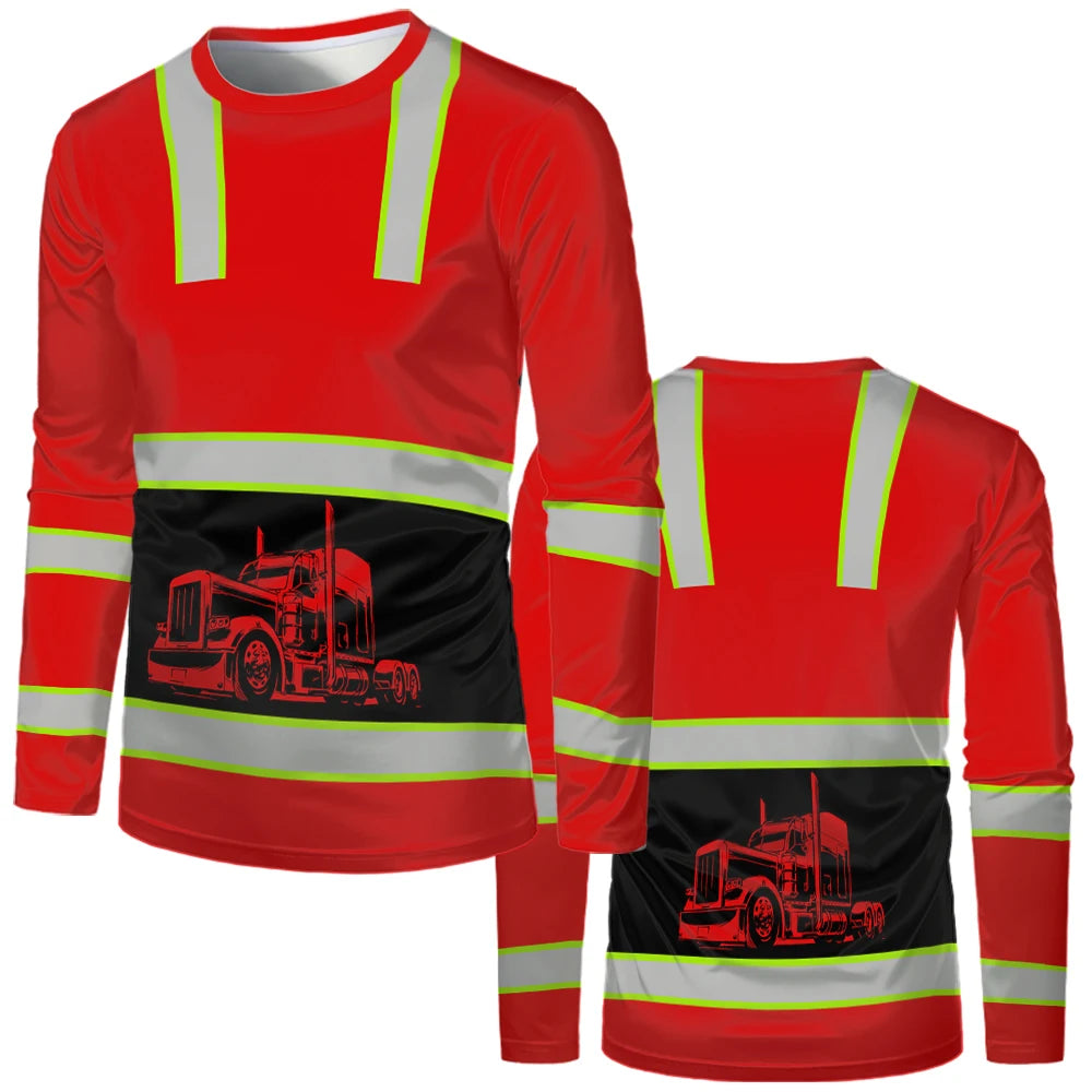 Construction Workers Uniforms Men's T-shirt Loose Casual Classic O Neck Long-sleeve Tops Comfortable And Breathable Work Clothes