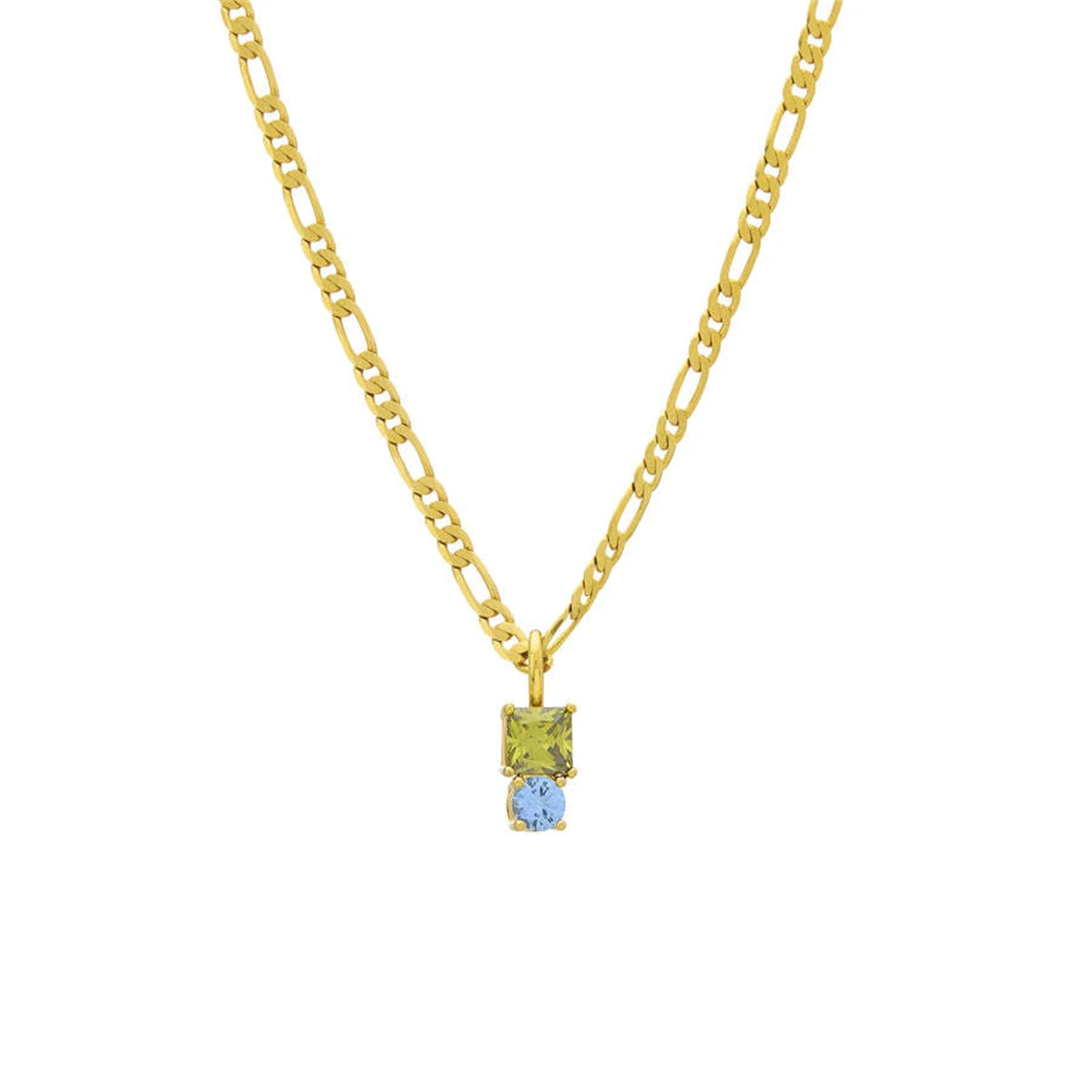 Zircon necklace, colorful zircon necklace, simple, light luxury, gold-plated, color preserving, women's gift